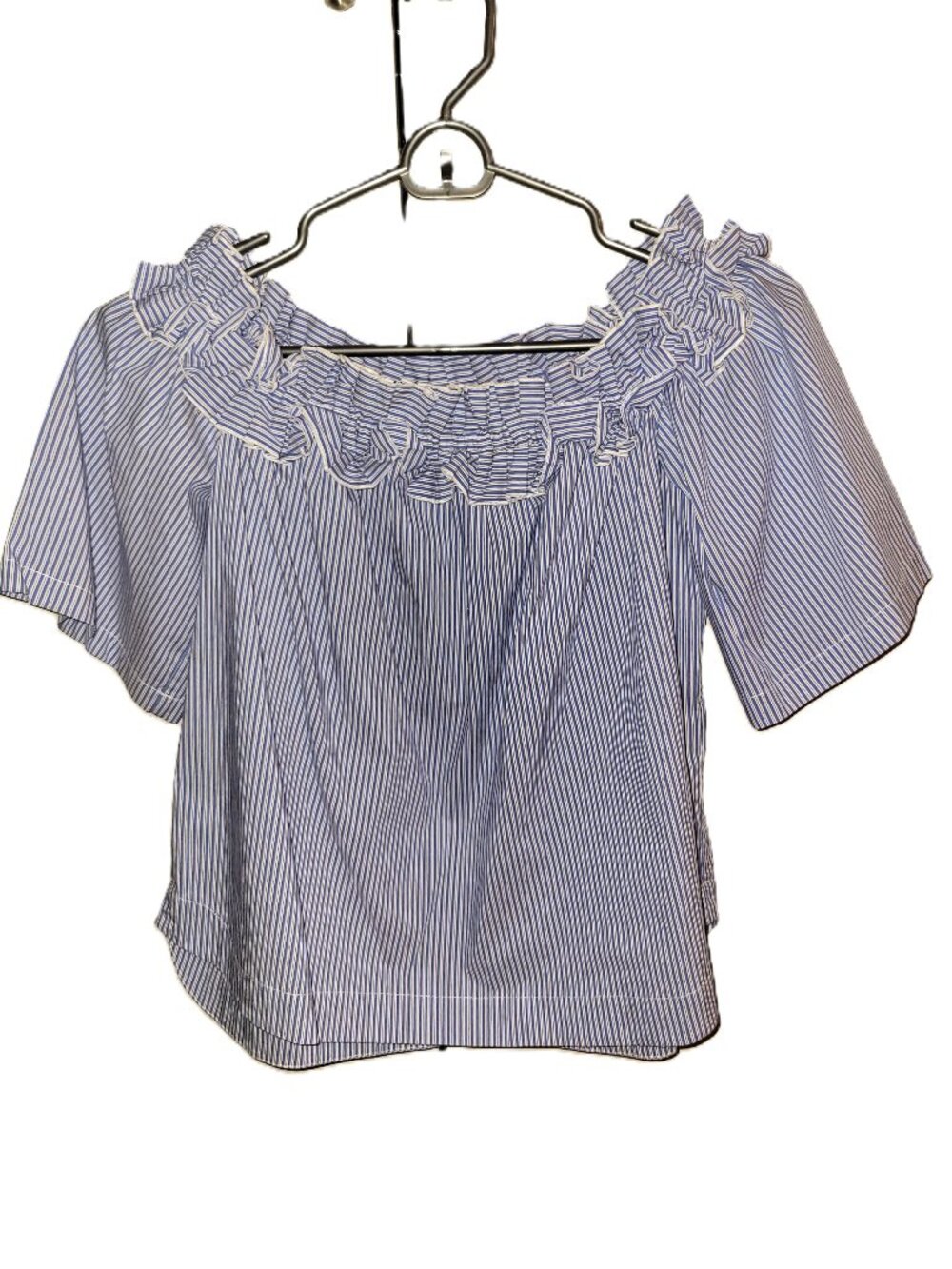 Vineyard Vines Stripe/Ruffle Blouse - M